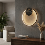Proudome Modern Round LED Wall Light Warm White | Geometric Ring Wall Lamp with Marble Finish for Living Room & Bedroom - Image 3