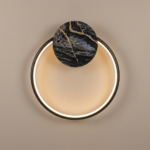 Proudome Modern Round LED Wall Light Warm White | Geometric Ring Wall Lamp with Marble Finish for Living Room & Bedroom