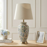 Proudome Ceramic Floral Table Lamp with Fabric Shade for Elegant Home Décor (Bulb Not Included) - Image 3