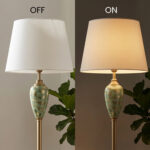 Proudome Classic Gold Floor Lamp with Fabric Shade | Decorative Ceramic Base Standing Lamp - Image 5