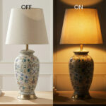 Proudome Ceramic Floral Table Lamp with Fabric Shade for Elegant Home Décor (Bulb Not Included) - Image 5