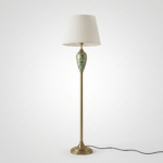 Proudome Classic Gold Floor Lamp with Fabric Shade | Decorative Ceramic Base Standing Lamp - Image 2