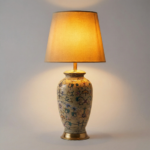 Proudome Ceramic Floral Table Lamp with Fabric Shade for Elegant Home Décor (Bulb Not Included)