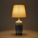 Proudome Ceramic Table Lamp with Fabric Shade for Bedroom, Living Room & Bedside (Bulb Not Included