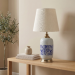 Proudome Ceramic Table Lamp with Fabric Shade for Bedroom, Living Room & Bedside (Bulb Not Included - Image 3
