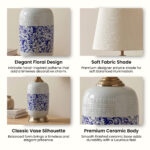 Proudome Ceramic Table Lamp with Fabric Shade for Bedroom, Living Room & Bedside (Bulb Not Included - Image 6