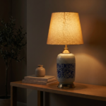 Proudome Ceramic Table Lamp with Fabric Shade for Bedroom, Living Room & Bedside (Bulb Not Included - Image 4