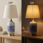 Proudome Ceramic Table Lamp with Fabric Shade for Bedroom, Living Room & Bedside (Bulb Not Included - Image 5