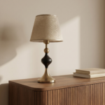 Proudome Modern Black & Gold Metal Table Lamp with Fabric Shade for Stylish Interiors (Bulb Not Included) - Image 3