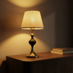 Proudome Modern Black & Gold Metal Table Lamp with Fabric Shade for Stylish Interiors (Bulb Not Included) - Image 4