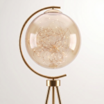 Proudome Modern Gold Tripod Floor Lamp with Fairy LED Lights| Glass Globe Decorative Standing Light for Living Room & Bedroom - Image 7
