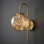 Proudome Amber Glass Fairy LED Wall Light | Modern Decorative Globe Lamp for Bedroom & Living Room