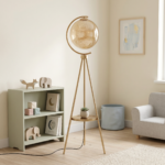 Proudome Modern Gold Tripod Floor Lamp with Fairy LED Lights| Glass Globe Decorative Standing Light for Living Room & Bedroom - Image 3