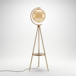 Proudome Modern Gold Tripod Floor Lamp with Fairy LED Lights| Glass Globe Decorative Standing Light for Living Room & Bedroom - Image 2
