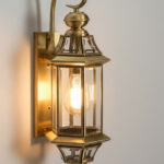 Proudome Clear Glass Outdoor Wall Light with Golden Holder, Decorative Wall Lamp for Garden, Balcony, Patio & Terrace - Image 6