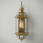 Proudome Clear Glass Outdoor Wall Light with Golden Holder, Decorative Wall Lamp for Garden, Balcony, Patio & Terrace - Image 2