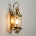 Proudome Clear Glass Outdoor Wall Light with Golden Holder, Decorative Wall Lamp for Garden, Balcony, Patio & Terrace - Image 5