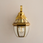 Proudome Clear Glass Outdoor Wall Light Holder with Golden Finish | Decorative Wall Lamp for Garden, Patio, Balcony, Staircase & Terrace (Bulb Not Included) - Image 2
