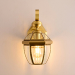 Proudome Clear Glass Outdoor Wall Light Holder with Golden Finish | Decorative Wall Lamp for Garden, Patio, Balcony, Staircase & Terrace (Bulb Not Included) - Image 5
