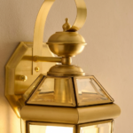 Proudome Clear Glass Outdoor Wall Light Holder with Golden Finish | Decorative Wall Lamp for Garden, Patio, Balcony, Staircase & Terrace (Bulb Not Included) - Image 6