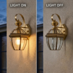 Proudome Clear Glass Outdoor Wall Light Holder with Golden Finish | Decorative Wall Lamp for Garden, Patio, Balcony, Staircase & Terrace (Bulb Not Included) - Image 4