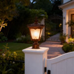 Proudome Frosted Glass Pillar Gate Light – Metal Frame Outdoor Lamp for Garden & Boundary Wall - Image 3