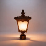 Proudome Frosted Glass Pillar Gate Light – Metal Frame Outdoor Lamp for Garden & Boundary Wall