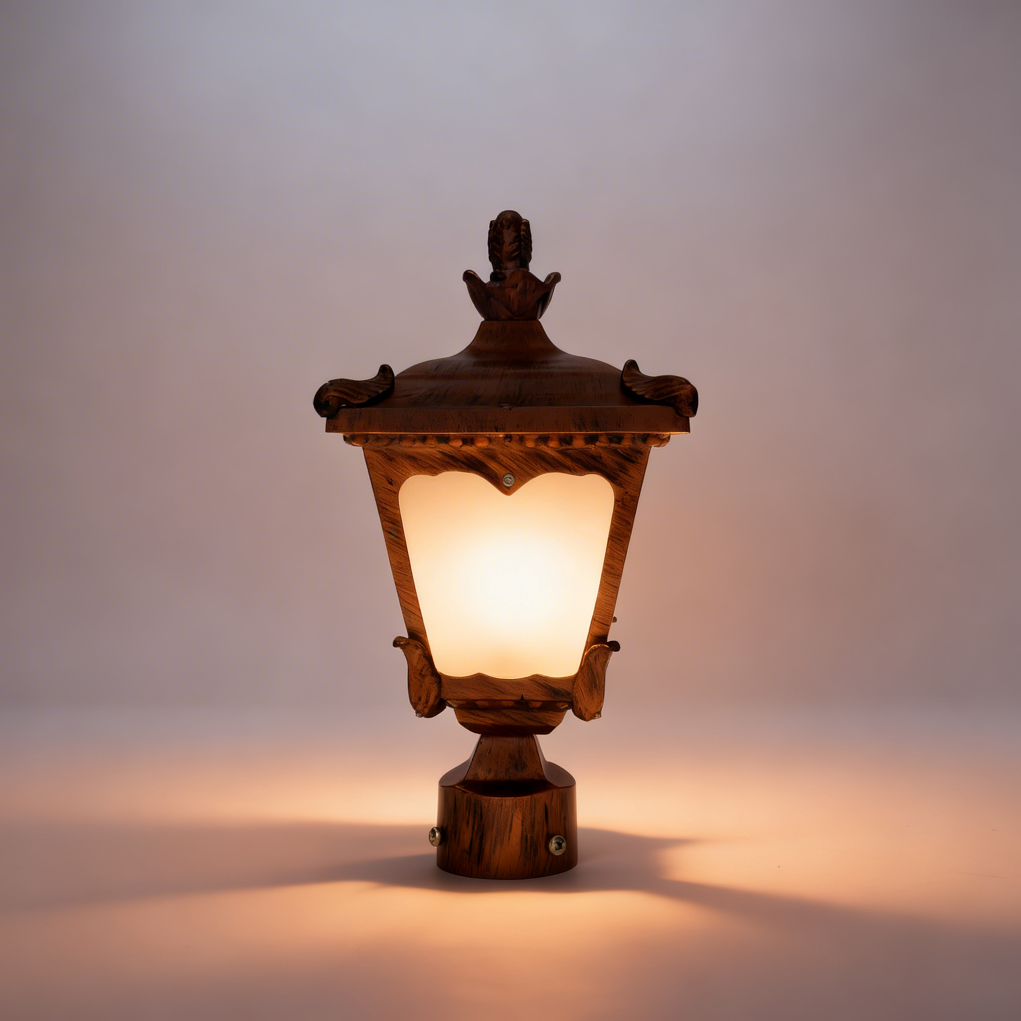 light on Proudome Frosted Glass Pillar Gate Light – Metal Frame Outdoor Lamp for Garden & Boundary Wall - Image 1