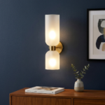 Proudome Modern White Frosted Glass Wall Light with Gold Finish | Luxury Wall Sconce (Bulb Not Included) - Image 3