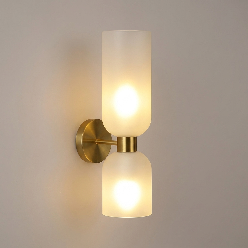 download - 2026-05-11T152408.505 Proudome Modern White Frosted Glass Wall Light with Gold Finish | Luxury Wall Sconce (Bulb Not Included) - Image 1