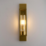 Proudome Luxury Gold Wall Light with Ribbed Glass Shade for Modern Home Décor (Bulb Not Included)