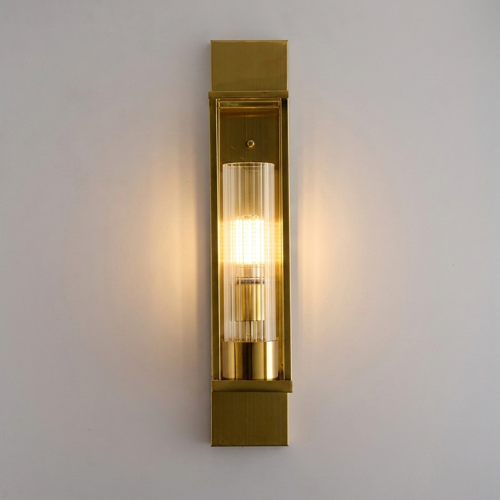 download - 2026-05-11T154858.849 Proudome Luxury Gold Wall Light with Ribbed Glass Shade for Modern Home Décor (Bulb Not Included) - Image 1