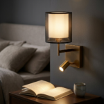 Modern Proudome Wall Light with Fabric Shade & LED Reading Lamp for Bedroom & Bedside | Luxury Indoor Wall Sconce (Bulb Not Included) - Image 3