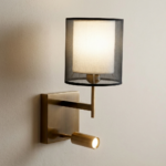 Modern Proudome Wall Light with Fabric Shade & LED Reading Lamp for Bedroom & Bedside | Luxury Indoor Wall Sconce (Bulb Not Included)