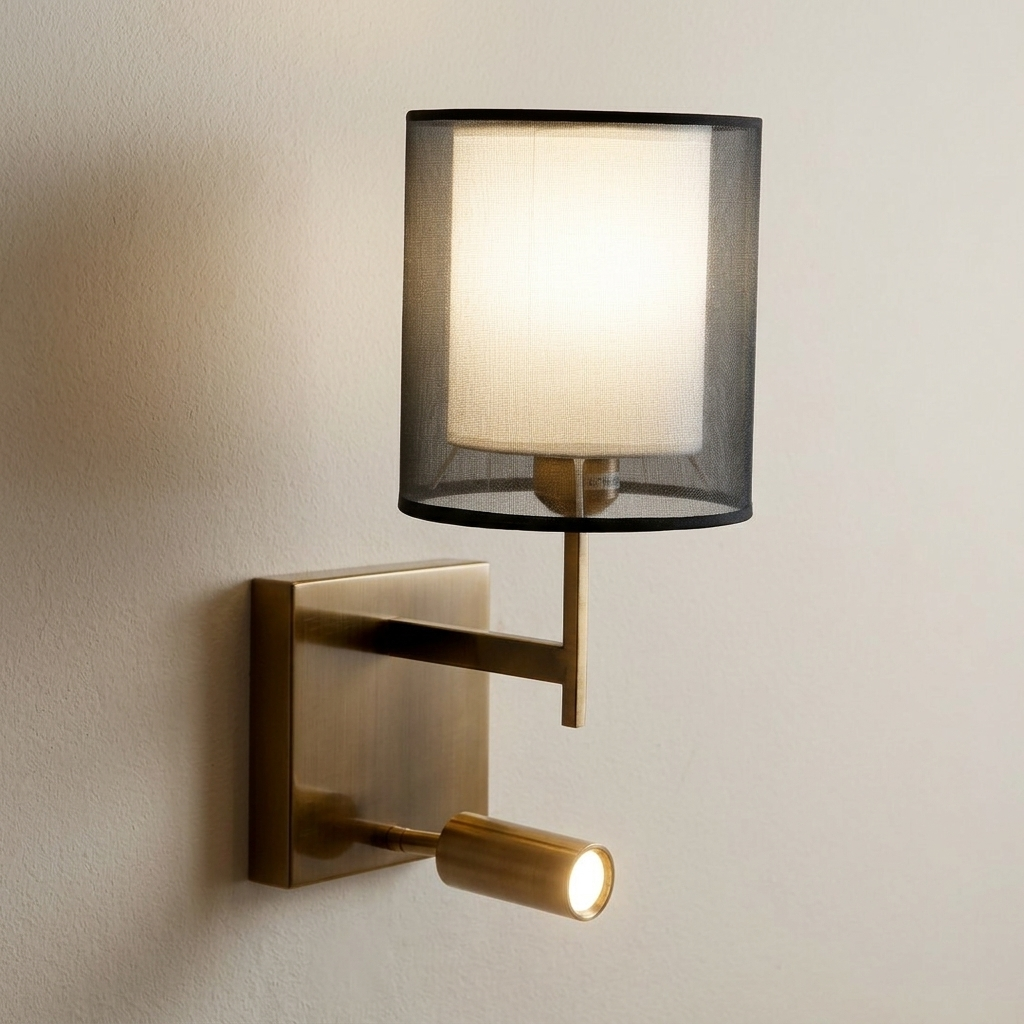 download - 2026-05-12T111939.403 Modern Proudome Wall Light with Fabric Shade & LED Reading Lamp for Bedroom & Bedside | Luxury Indoor Wall Sconce (Bulb Not Included) - Image 1