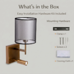 Modern Proudome Wall Light with Fabric Shade & LED Reading Lamp for Bedroom & Bedside | Luxury Indoor Wall Sconce (Bulb Not Included) - Image 7