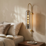 Proudome Modern Smokey Glass Hanging Wall Light for Bedroom & Hallway | Decorative Cylinder Tube Wall Lamp - Image 3