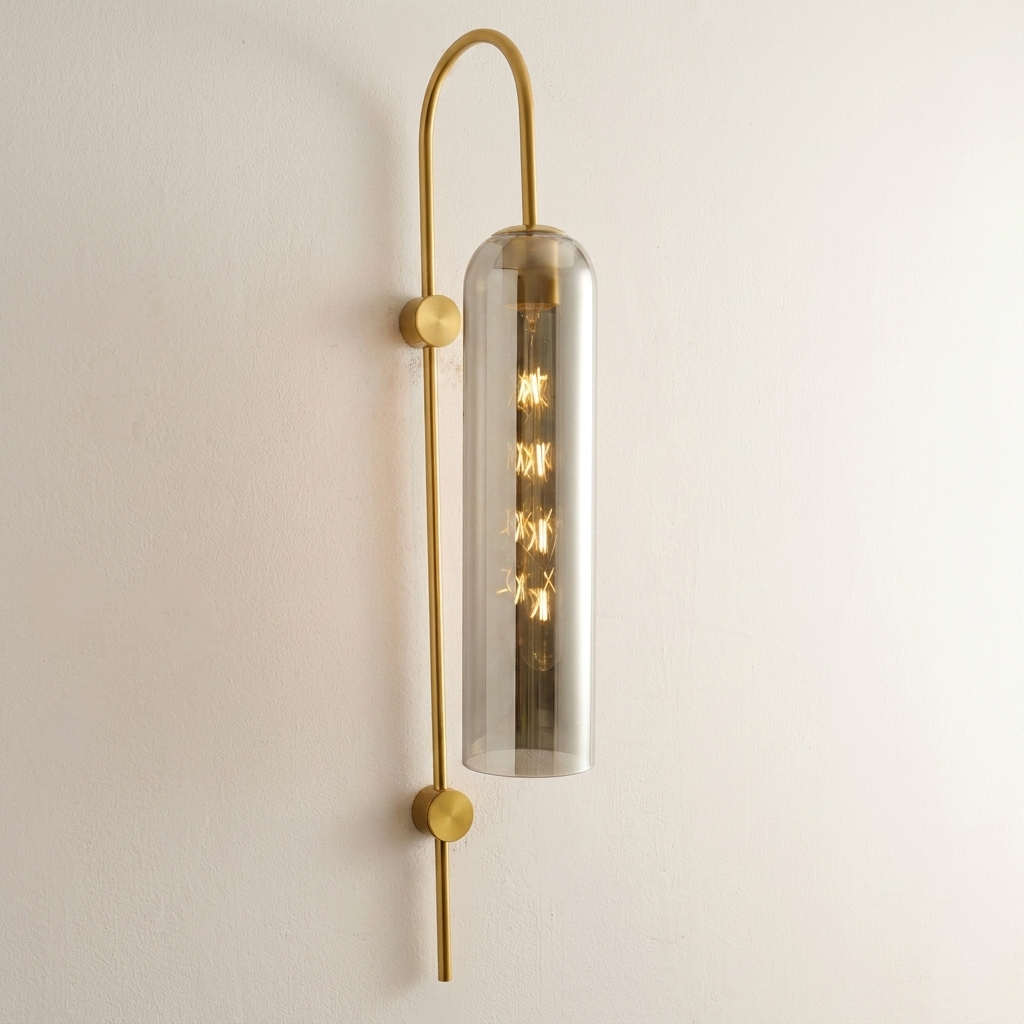 download - 2026-05-12T152625.723 Proudome Modern Smokey Glass Hanging Wall Light for Bedroom & Hallway | Decorative Cylinder Tube Wall Lamp - Image 1