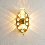 Proudome 3 Color Mode LED Wall Light | Decorative Crystal Accent Gold Wall Lamp