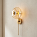 Proudome 3 Color Mode LED Wall Light | Amber Glass & Gold Finish Decorative Wall Lamp - Image 5