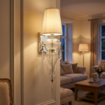 Proudome Decorative Glass Wall Light with Fabric Shade | Luxury Crystal Accent Wall Lamp (Bulb Not Included) - Image 3