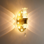 Proudome 3 Color Mode LED Wall Light | Decorative Crystal Accent Gold Wall Lamp - Image 5