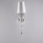 Proudome Decorative Glass Wall Light with Fabric Shade | Luxury Crystal Accent Wall Lamp (Bulb Not Included) - Image 2