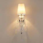Proudome Decorative Glass Wall Light with Fabric Shade | Luxury Crystal Accent Wall Lamp (Bulb Not Included) - Image 4