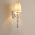 Proudome Decorative Glass Wall Light with Fabric Shade | Luxury Crystal Accent Wall Lamp (Bulb Not Included)