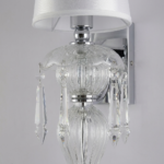 Proudome Decorative Glass Wall Light with Fabric Shade | Luxury Crystal Accent Wall Lamp (Bulb Not Included) - Image 5