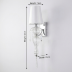 Proudome Decorative Glass Wall Light with Fabric Shade | Luxury Crystal Accent Wall Lamp (Bulb Not Included) - Image 6