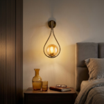 Proudome Amber Glass Wall Light | Modern Gold Teardrop Designer Wall Lamp (Bulb Not Included) - Image 3