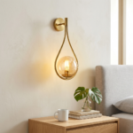 Proudome Amber Glass Wall Light | Modern Gold Teardrop Designer Wall Lamp (Bulb Not Included) - Image 4