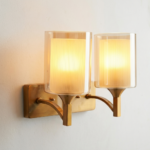Proudome Double Amber Glass Wall Light | Gold Finish Decorative Wall Sconce | Bulbs Not Included - Image 4